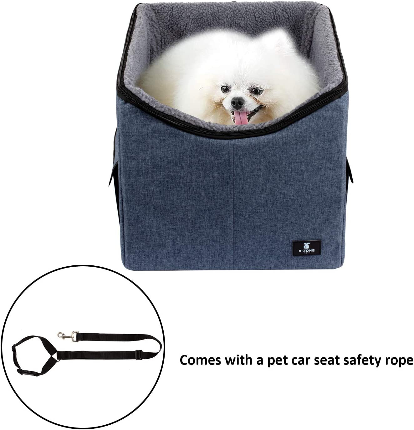 Dog Booster Car Seat/Pet Bed at Home,With Pockets and Carrying Case,Easy Storage and Portable Beds for Household Pets (Medium, Blue)