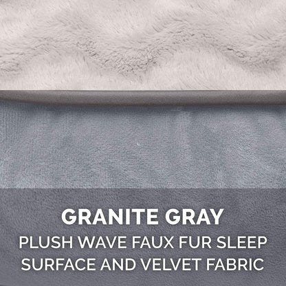 Soft, Orthopedic Foam Perfect Comfort Dog Bed with Washable & Removable Cover -Velvet Waves - Granite Gray, Dogs up to 55 Lbs - Large