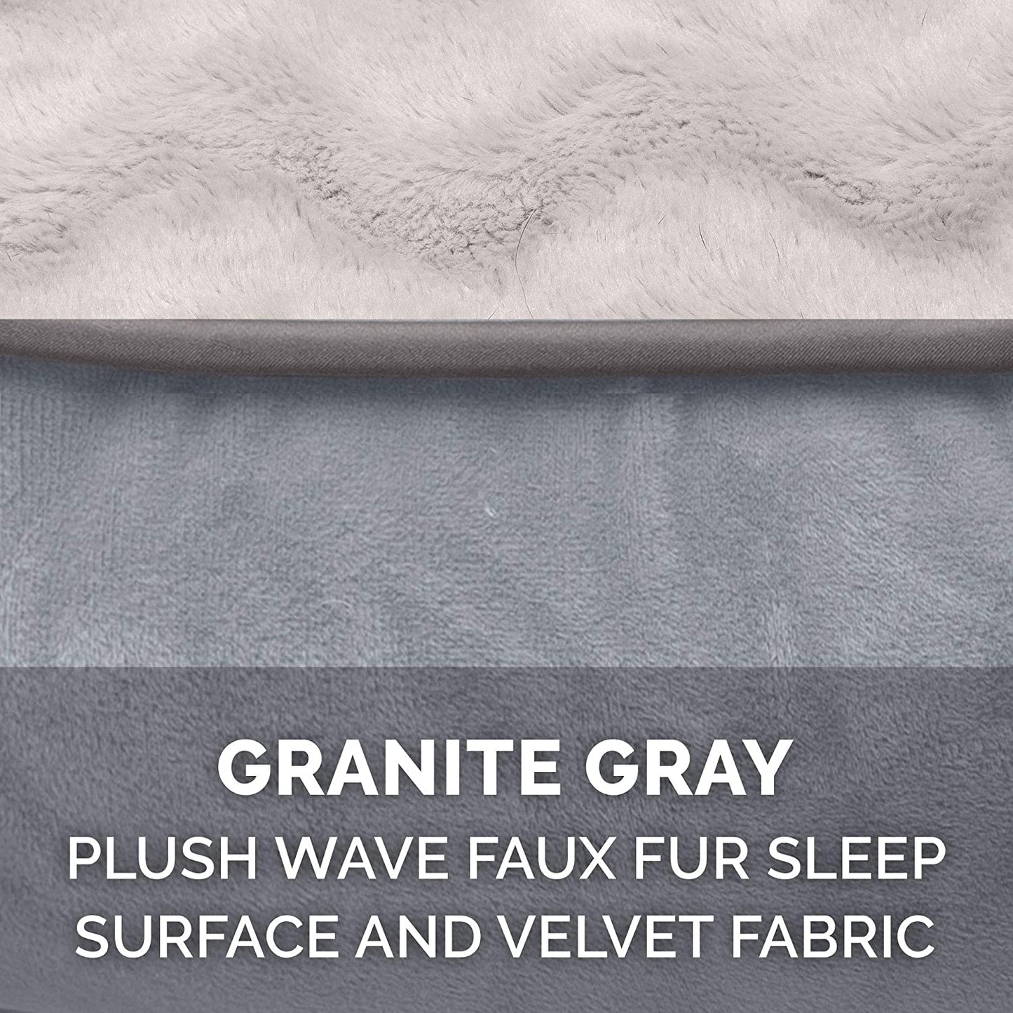 Orthopedic Dog Bed for Medium/Small Dogs W/ Removable Bolsters & Washable Cover, for Dogs up to 35 Lbs - Plush & Velvet Waves Perfect Comfort Sofa - Granite Gray, Medium
