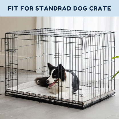 Dog Bed for Crate, High Resilience Foam Dog Crate Mat Kennel Pad with Soft Wavy Plush Comfortable Anti-Slip Washable Bed for Large Medium Small Dogs & Cats