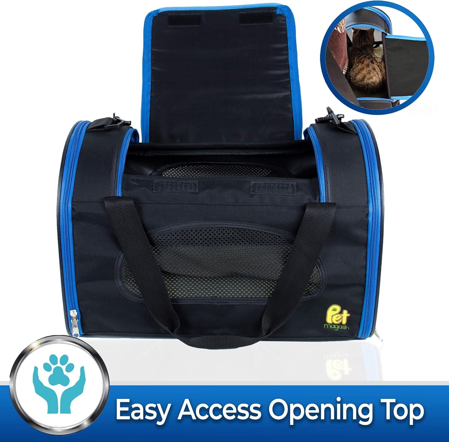 Foldable Pet Carrier Waterproof, Collapsible Soft Pet Transport Bag for Cats, Small Dogs & Pets for Car & Plane