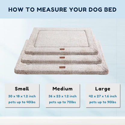 Dog Bed for Crate, High Resilience Foam Dog Crate Mat Kennel Pad with Soft Wavy Plush Comfortable Anti-Slip Washable Bed for Large Medium Small Dogs & Cats