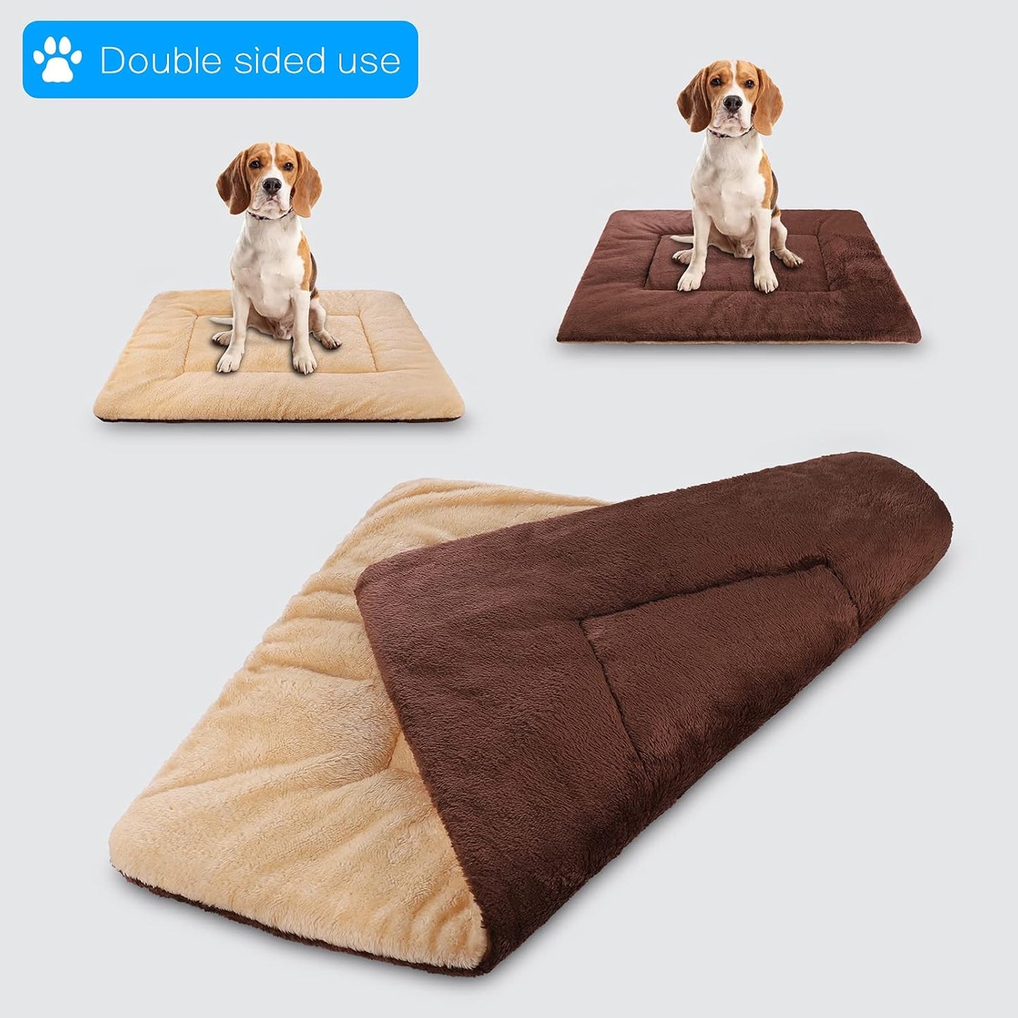 Double-Sided Plush Pet Sleeping Mats, Super Soft Dog Mattresses, Cat Mattresses, Soft Crate Mats, Machine Washable Dog Cage Pet Mats, Kennel Mats for Large, Medium and Small (Medium)