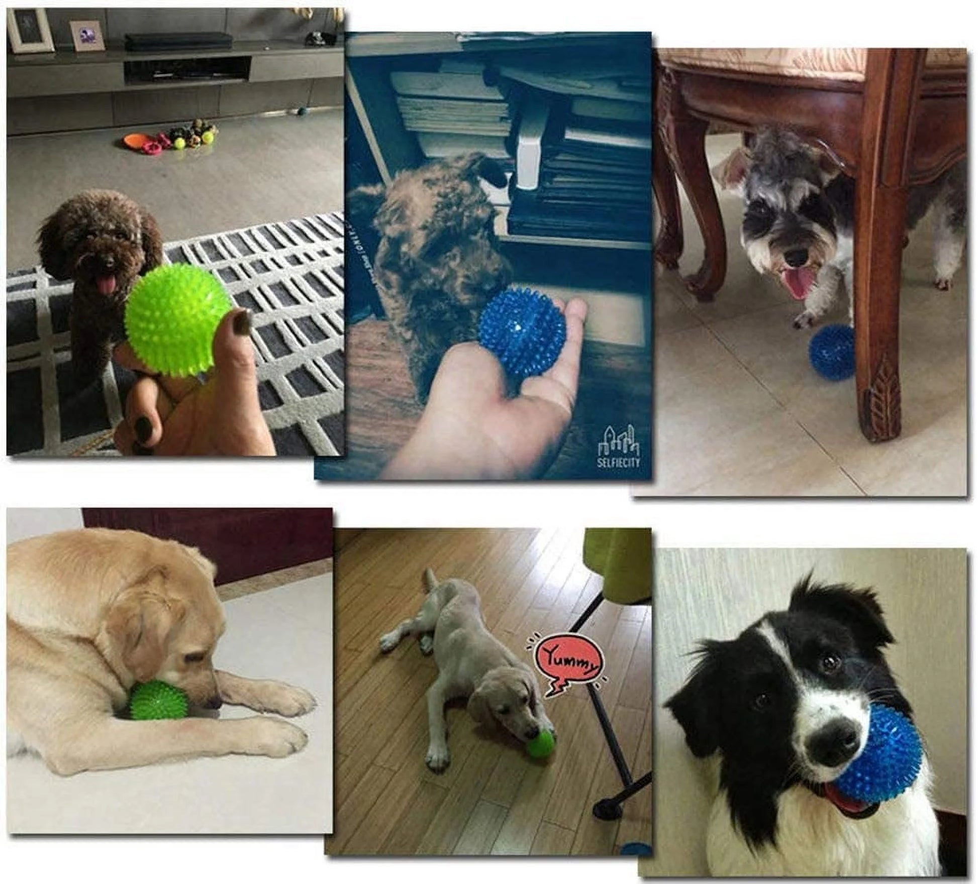 3 Pack Dog Squeaky Toys Spike Ball, TPR Dog Toy Balls Eco-Friendly Natural Rubber TPR Dog Toy