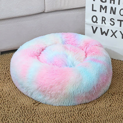 70 X 70Cm Soft Fluffy Pet Dog Cat round Bed Rainbow