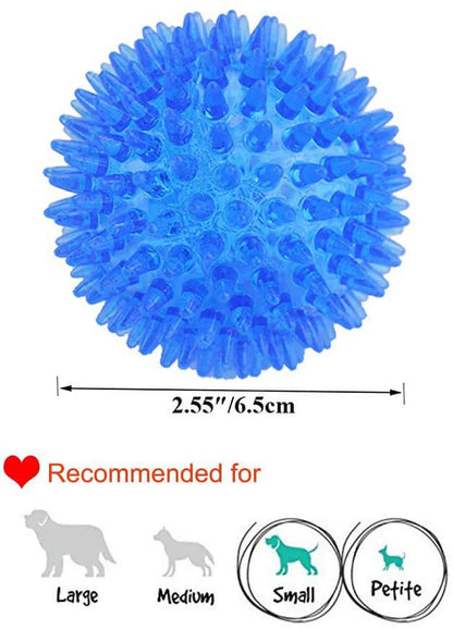 3 Pack Dog Squeaky Toys Spike Ball, TPR Dog Toy Balls Eco-Friendly Natural Rubber TPR Dog Toy