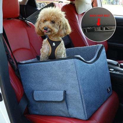 Dog Booster Car Seat/Pet Bed at Home,With Pockets and Carrying Case,Easy Storage and Portable Beds for Household Pets (Medium, Blue)