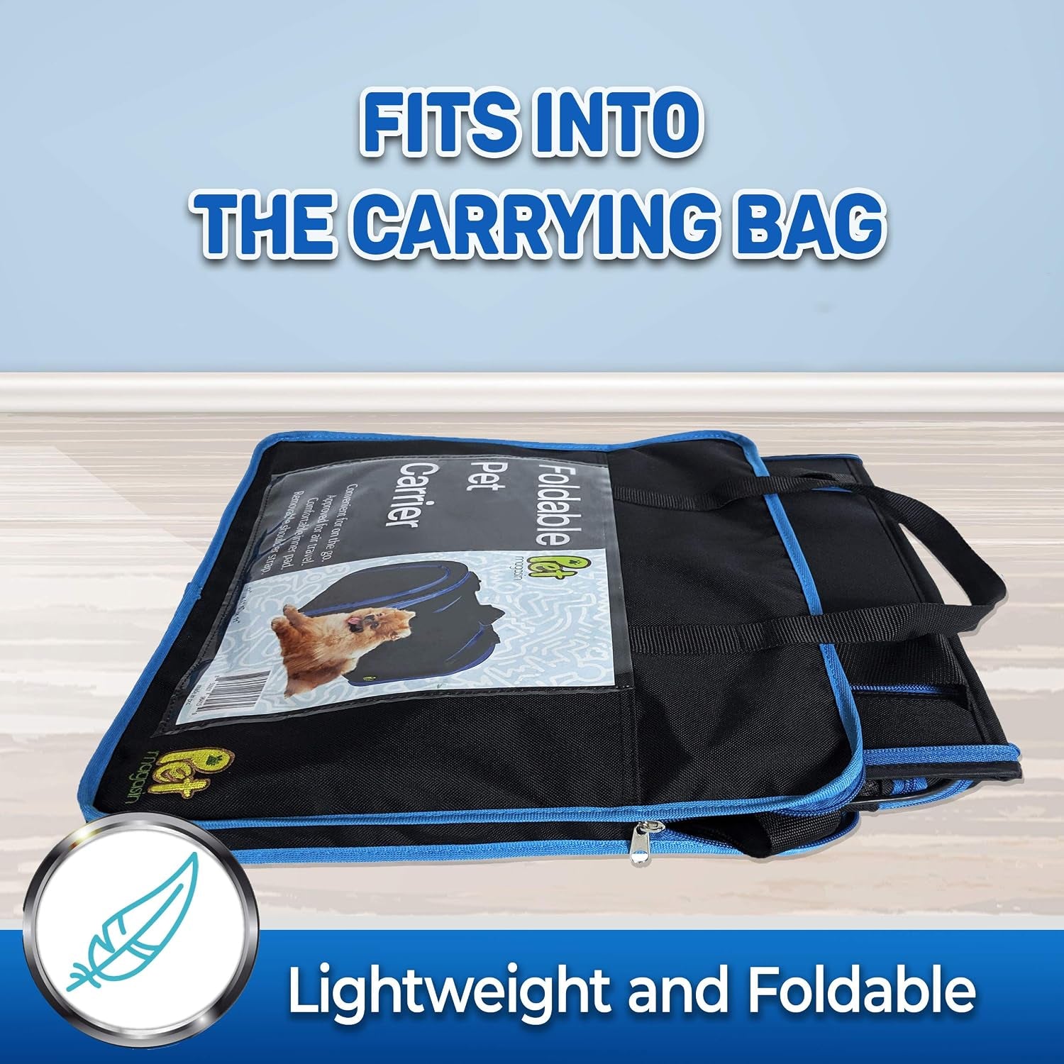 Foldable Pet Carrier Waterproof, Collapsible Soft Pet Transport Bag for Cats, Small Dogs & Pets for Car & Plane