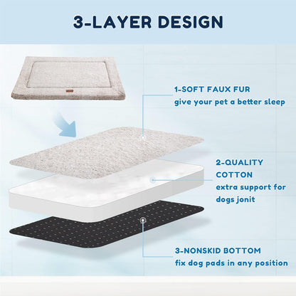 Dog Bed for Crate, High Resilience Foam Dog Crate Mat Kennel Pad with Soft Wavy Plush Comfortable Anti-Slip Washable Bed for Large Medium Small Dogs & Cats