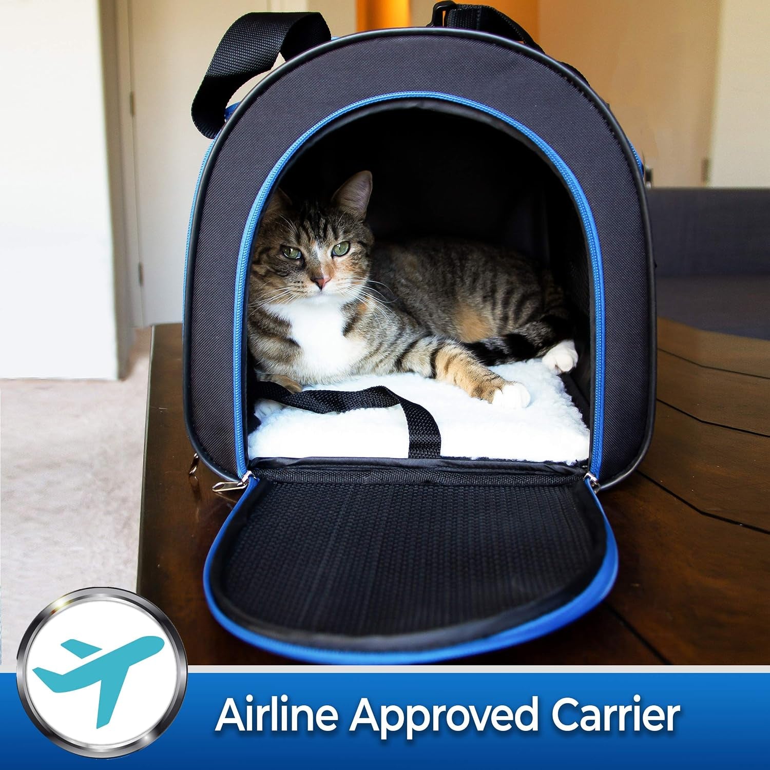 Foldable Pet Carrier Waterproof, Collapsible Soft Pet Transport Bag for Cats, Small Dogs & Pets for Car & Plane