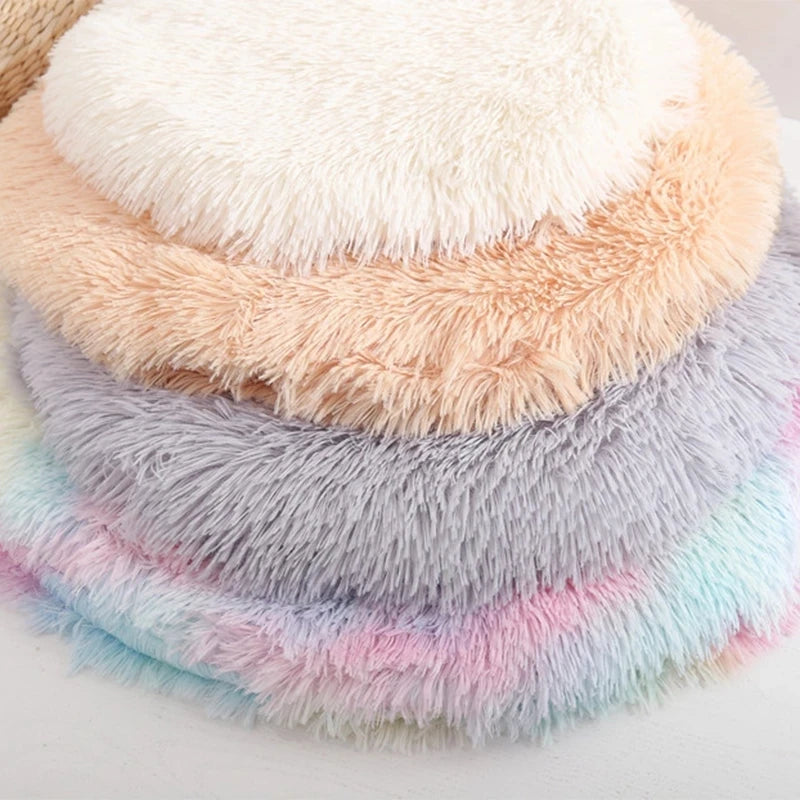 Plush Cat Bed Mats round Pet Bed for Cats Small Dogs Soft Fleece Pet Sleeping Mat Kitten Puppy Nest Pet Cushion Cat Accessories