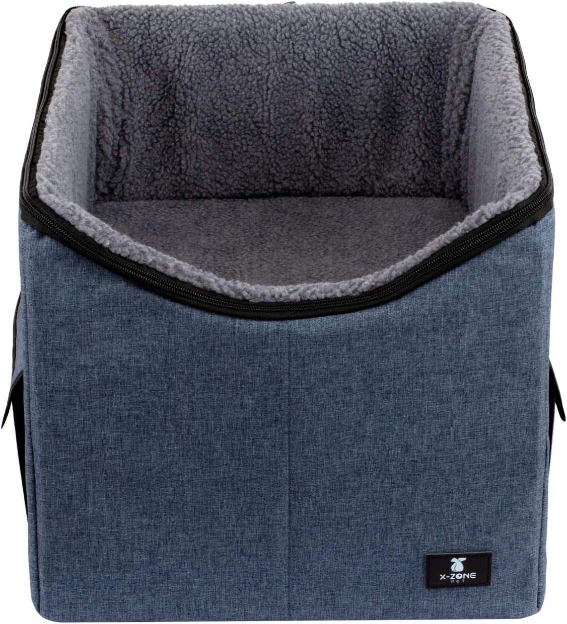 Dog Booster Car Seat/Pet Bed at Home,With Pockets and Carrying Case,Easy Storage and Portable Beds for Household Pets (Medium, Blue)