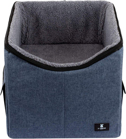 Dog Booster Car Seat/Pet Bed at Home,With Pockets and Carrying Case,Easy Storage and Portable Beds for Household Pets (Medium, Blue)