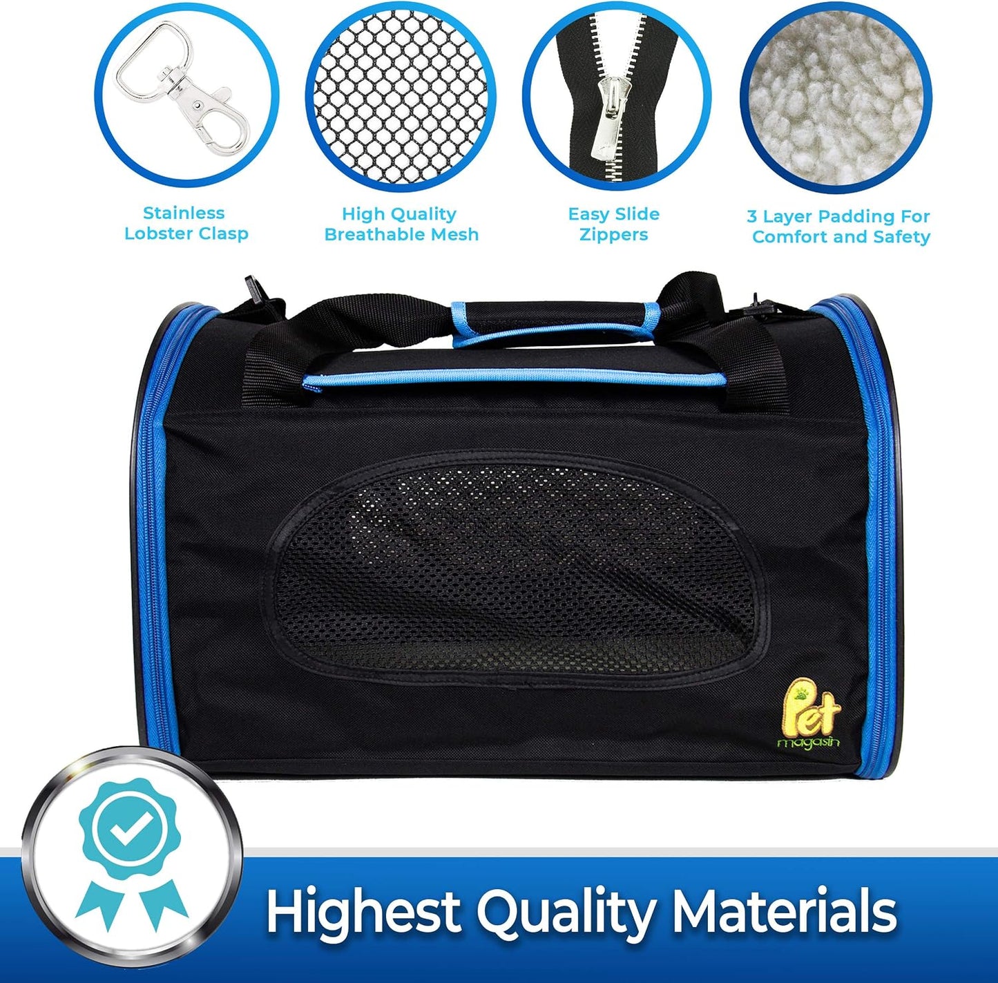 Foldable Pet Carrier Waterproof, Collapsible Soft Pet Transport Bag for Cats, Small Dogs & Pets for Car & Plane