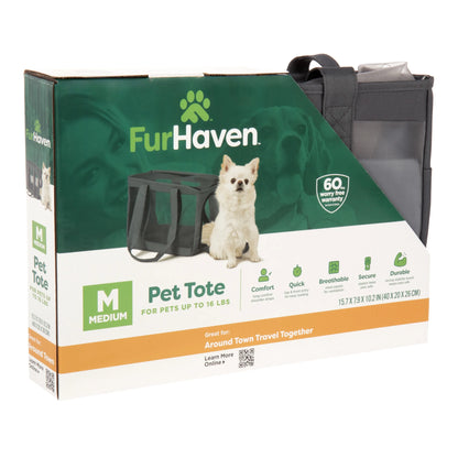 Pet Products Medium Durable Mesh Soft-Sided Pet Tote Carrier, Gray, 16 Lb Limit