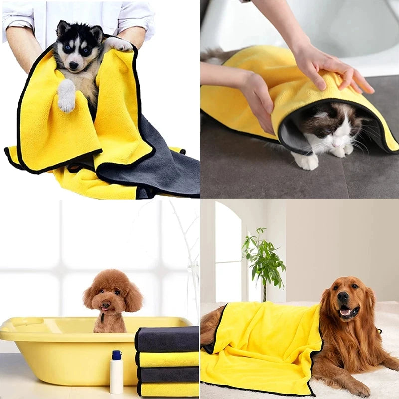 Coral Fleece Pet Towel Soft Absorbent Easy to Clean Pet Cleaning Supplies Dog Bathrobe Puppy Accessories Bath Articles for Cat