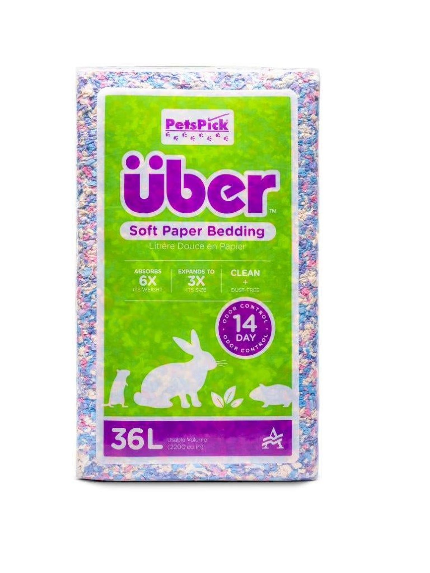 Petspick Uber Soft Paper Pet Bedding for Small Animals, Confetti 36L