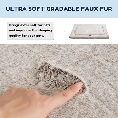 Dog Bed for Crate, High Resilience Foam Dog Crate Mat Kennel Pad with Soft Wavy Plush Comfortable Anti-Slip Washable Bed for Large Medium Small Dogs & Cats