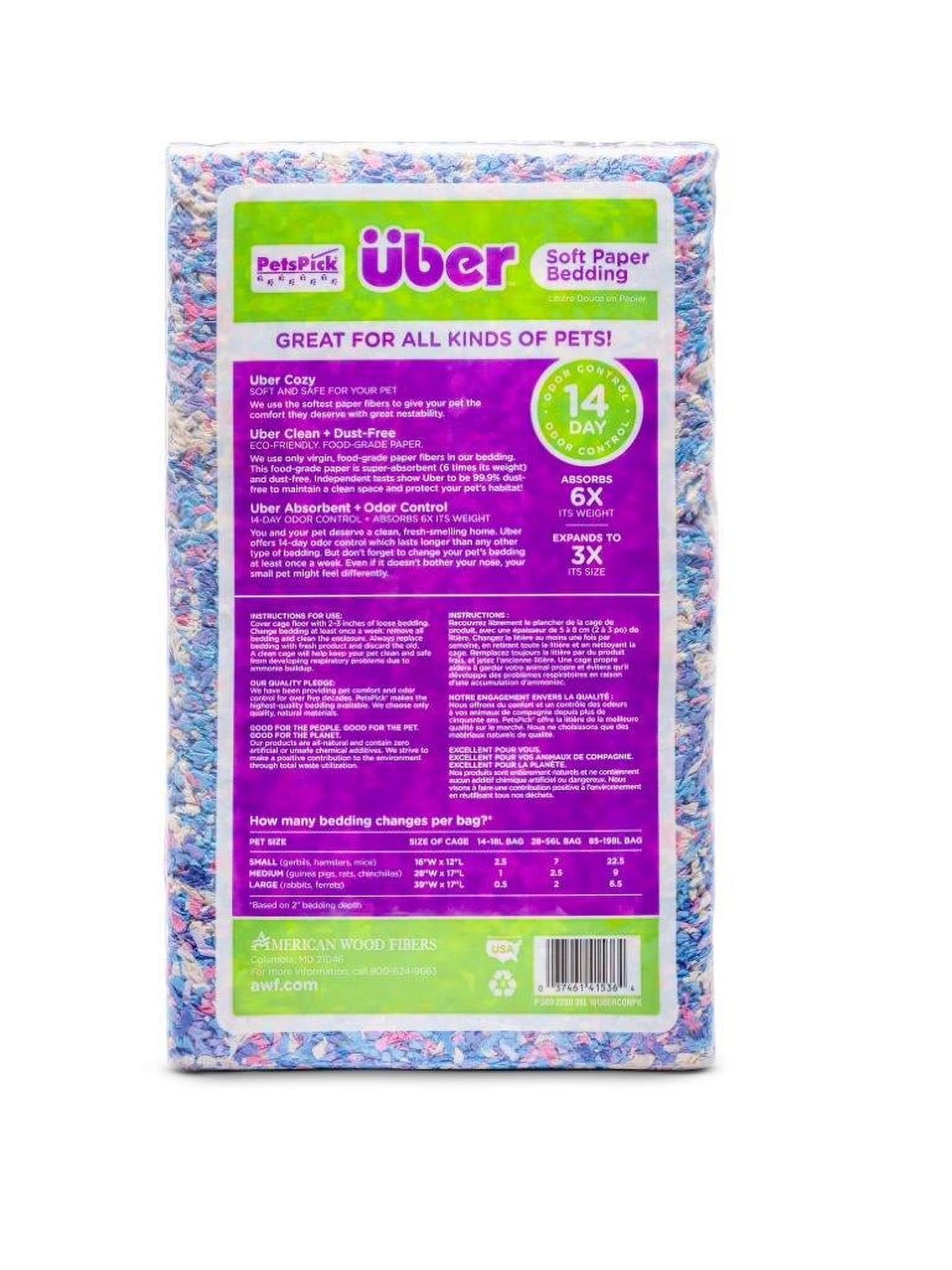 Petspick Uber Soft Paper Pet Bedding for Small Animals, Confetti 36L