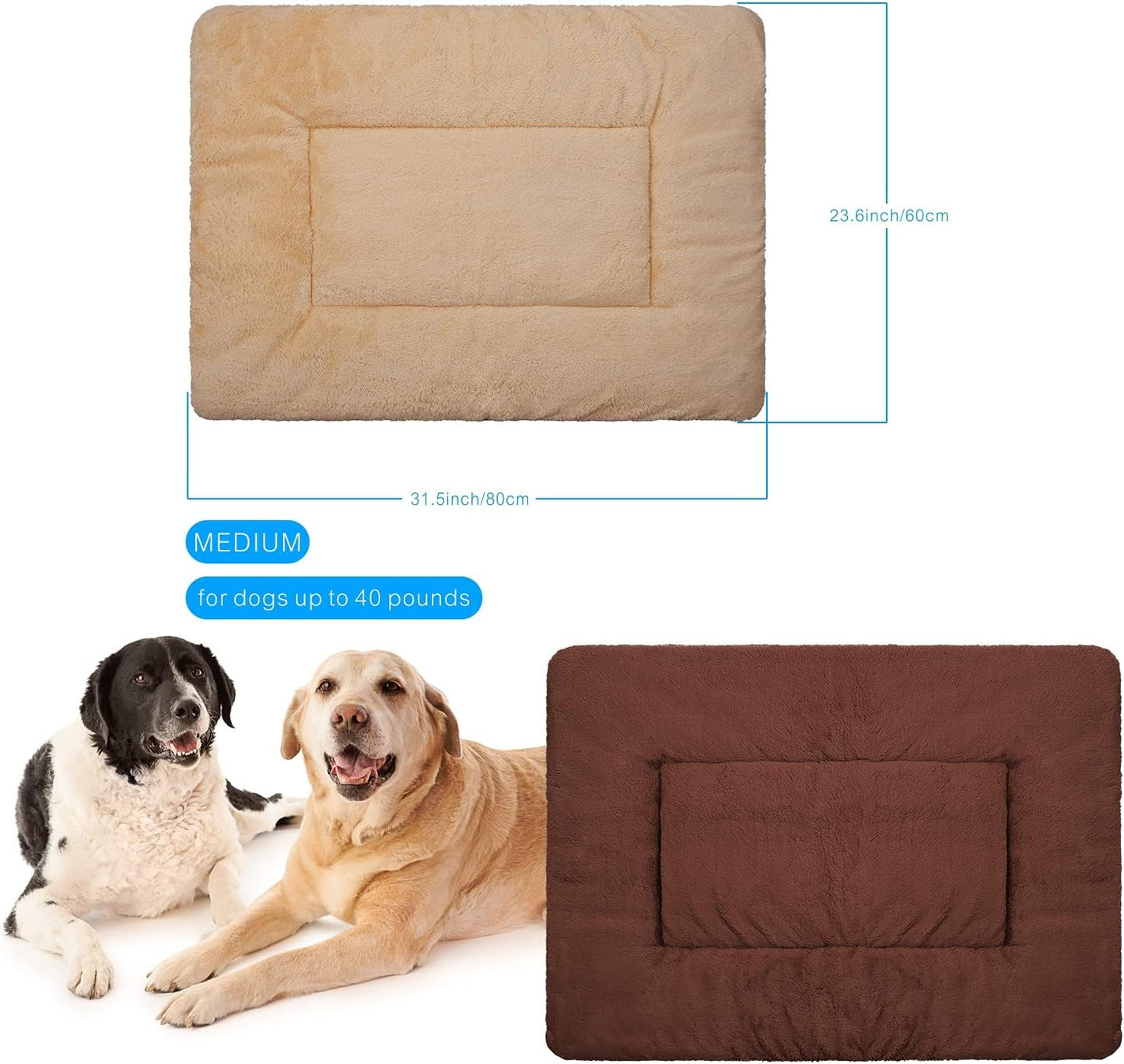 Double-Sided Plush Pet Sleeping Mats, Super Soft Dog Mattresses, Cat Mattresses, Soft Crate Mats, Machine Washable Dog Cage Pet Mats, Kennel Mats for Large, Medium and Small (Medium)