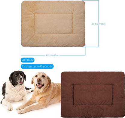 Double-Sided Plush Pet Sleeping Mats, Super Soft Dog Mattresses, Cat Mattresses, Soft Crate Mats, Machine Washable Dog Cage Pet Mats, Kennel Mats for Large, Medium and Small (Medium)