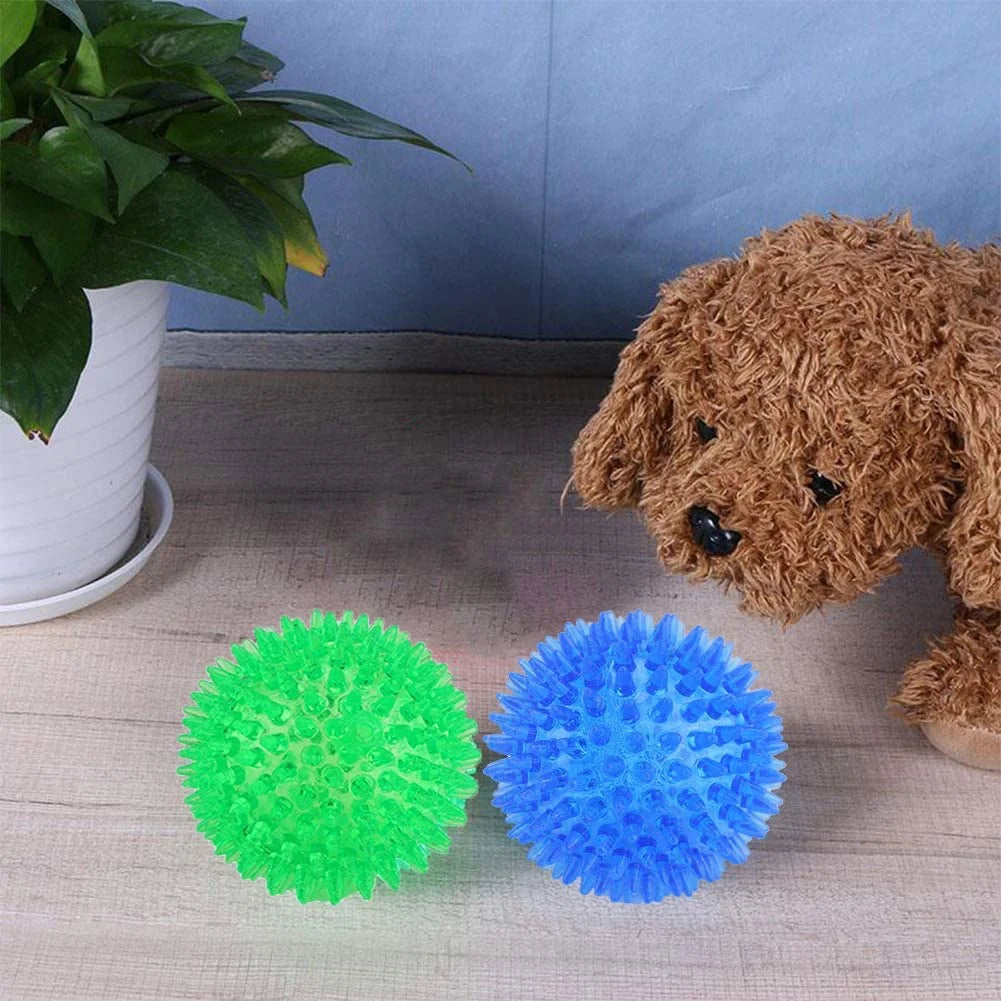 3 Pack Dog Squeaky Toys Spike Ball, TPR Dog Toy Balls Eco-Friendly Natural Rubber TPR Dog Toy