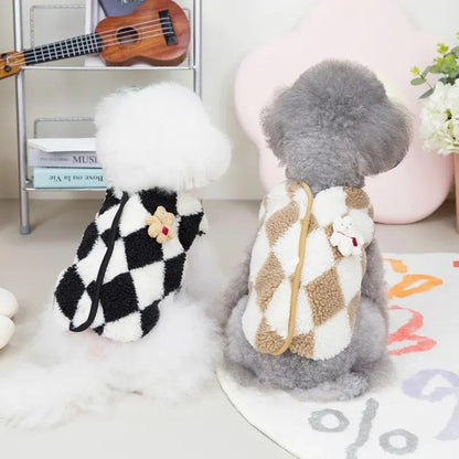 1Pc Pet Dog Clothes Soft Warm Fleece Dogs Jumpsuits Plaid Pet Clothing for Small Dogs Puppy Cats Costume Coats
